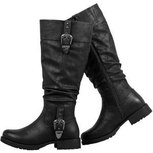 SheSole Knee High Boots for Women Wide Calf – Hidden Stretch Panel & Side Zipper, Chunky Low Heel Round Toe – Comfortable Western Style for Office, Daily Commute, Teachers, Size 39