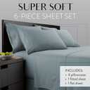 Danjor Linens Bed Sheet Set Queen Size for Hot Sleepers, Hotel Premium Sheets with 4 Pillowcases, Lightweight Brushed Microfiber Deep Pockets, Breathable Cooling 6 Piece Bedding Sets, Spa Blue