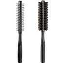 Geiserailie 2 Pieces Thick Round Hair Comb Bristle Blow Drying Hairbrush Small Brush Short Hair Massage Comb Head Massage Round Brush Roll Hairbrush for Wet or Dry(Black)