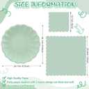 Newtay 100 Pcs Scalloped Paper Plates and Napkins Set Include 50 Pcs 9.5 Inch Large Scalloped Plates 50 Disposable Napkins 5 x 5 Inch for Birthday Dinner Wedding Picnic Party Supplies (Sage Green)