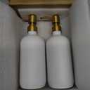 Gold Soap Dispenser Set, Glass Soap Dispenser with Stainless Steel Pump, Perfect for Modern Kitchen Counter Decor. (Gold)