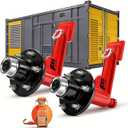 2 Pack Shipping Container Wheels Kit with Square Steel Structure, Shipping Container Accessories (Square Steel structure-6-Lug)
