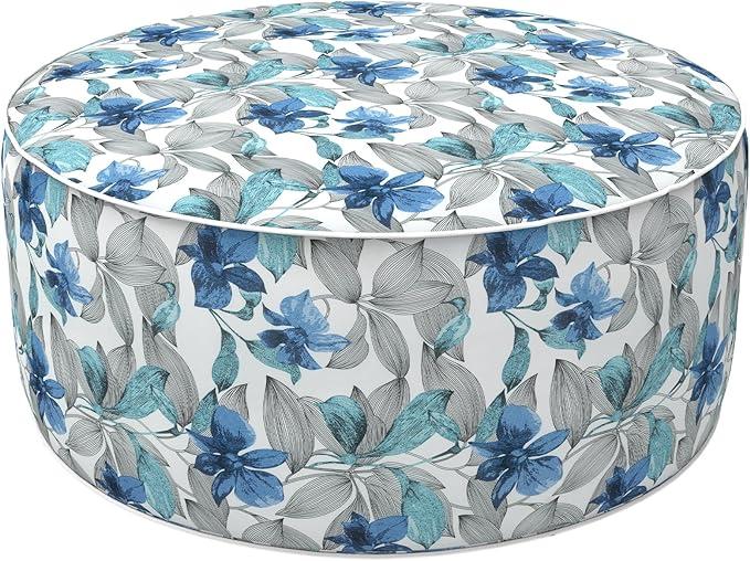 LVTXIII Inflatable Stool Ottoman Footrest with Handle, All Weather Footrest Seat, Indoor or Outdoor Pouf for Home Patio Garden and Camping Use, D31 xH14, Large Round