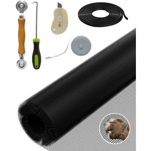 Replacement Window Screen Door Repair Kit - 48"x118" Durable Mesh Screen with Tools - DIY Window/Sliding Door/Porch Screens Replacement for Home, RV & Patio