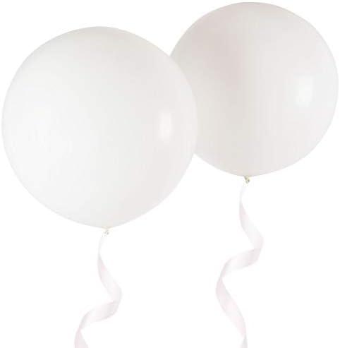 OUPKING Giant 36 Inch White Balloons - Thick Latex White Big Round Balloons 6 Packs