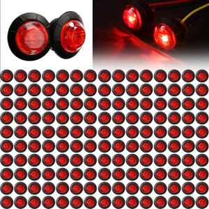 Treela 150 Pieces 3/4 Inch Round Mini Surface Mount LED Side Marker Lights Trailer Side Marker Lights for Truck Boat SUV ATV Bike Marine(Red)
