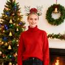 2 x Christmas Headbands for Women Gold Reindeer Antlers Headband for Womens Christmas Headband Holiday Headbands for Women