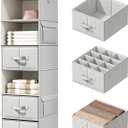 Vailando 6-Shelf Hanging Closet Organizer with 3 Drawers, Closet Hanging Shelves with Removable Fabric Drawers for Wardrobe, Nursery & Dorm Storage, Silver Gray