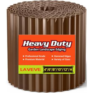 LAVEVE Corrugated Metal Garden Edging 6" x 100ft, Landscape Edging Border for Lawn, Flower Bed, Garden Fence, Paver Edging (Coffee)