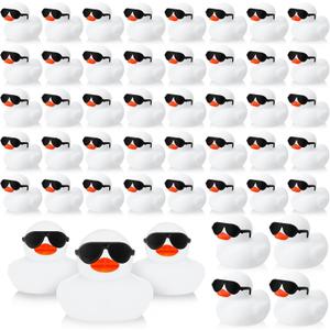 Sosation 36 Packs Mini Rubber Ducks with Sunglasses Sets 2.2 Inch Bath Squeaky Rubber Duckies Cute Float Bathtub Toys for Birthday Party Favors Class Carnival Prizes Car Decor(White)
