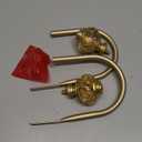 2 Pack Gold Curtain Holdbacks, USFOOK Decorative Drapery Tiebacks (2 Pack/1 Pair), Curtain Tie Back Hooks for Wall with Translucent Finials (6.1" L x 4.1" W)