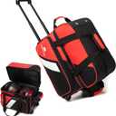 Bowling Bag with Wheels Double Roller 2 Ball Bowling Separate Shoe Compartment and Oversized Accessory Pocket, 36.6" Extendable Handle. (RED)