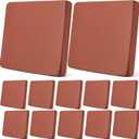 Newwiee 12 Pcs Patio Outdoor Cushion Covers Replacement Waterproof Stretch Sofa Couch Cushion Covers Washable Individual Couch Slipcovers Set Furniture Protector for Pets(20-27 Inch,Light Coffee)