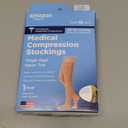 Amazon Basic Care Medical Compression Stockings, 20-30 mmHg Support, Women & Men Thigh Length Hose, Open Toe, Beige XL