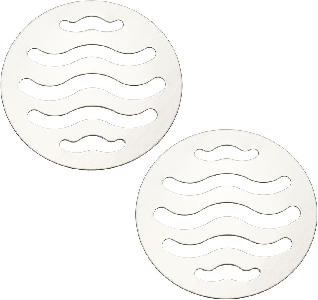 uxcell 2 Pcs Round Floor Drain Cover, Stainless Steel Shower Hair Catcher Drain Grate for Small Lawns, Bathroom Covers, Kitchen Floor Drains, Silver Tone(2.5 Inches)