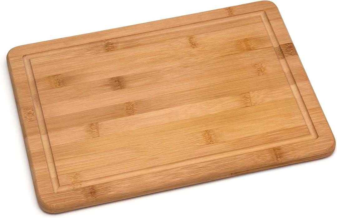 Lipper International Bamboo Wood Kitchen Cutting and Serving Board with Non-Slip Cork Backing, Medium, 13-3/4" x 9-3/4" x 5/8"
