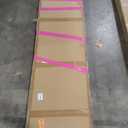 FREDBECK Preassembled Bifold Barn Door 28x84 (Double 14x84) with 1 Lites Mirror, Bi-fold Closet Doors Hardware Kit Included, 34" Track for 2 Doors, PVC, White, for Living Room, Bathrooms, Kitchen