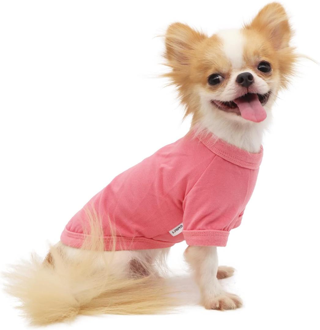 LOPHIPETS 100% Cotton Dog Tee Shirt for Small Dogs Chihuahua Puppy Clothes-Pink/M (Medium for 4.5-6.5 lbs)