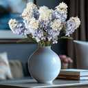 Ttranewsoo Hydrangea Artificial Flowers,Fall Hydrangeas Artificial Flowers,Blue Fake Fall Dried Hydrangea Flowers Decoration,Faux Silk Flower with Stems Winter Decor(Blue 24" 8pcs) Without Vase