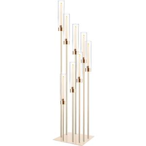 Tall Floor Candle Holder Set, 8-arm Metal Floor Candelabra Candle Holders, Large Gold Wedding Centerpiece, 45.3'' H Candlestick Stand with Acrylic Shade for LED Candles for Party Wedding Home Decor