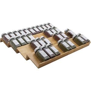 Bamboo Spice Rack Drawer Organizer - 8 Pieces Set- 10" Wide Per Piece - Combine Pieces Into 20" Wide Rack (20")