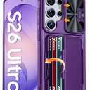 Vizvera for Samsung Galaxy S26 Ultra Case Wallet RFID [Cards Holder][Camera Cover][Edge Raised] Full Body Rugged Shockproof Silicone Phone Case for Galaxy S26 Ultra 6.9" 2026,Purple