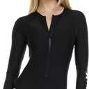 Hurley Long Sleeve Womens One Piece Swimsuits, Swimsuit for Women, Bathing Suit for Women, Swim Suit UPF 50+ SPF UV Protected (Medium, Black)