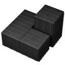 48 Pack Plastic Interlocking Deck Tiles, 10"x10" Patio Flooring Waterproof Outdoor Indoor Flooring Deck Tiles All Weather Use, Patio Floor Decking Tiles for Porch Poolside Balcony Backyard, Dark Grey (Vertical Style)