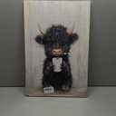 Highland Cow Wall art, Funny Farmhouse Cow Canvas Bathroom Wall Art Decor, Cute Black Cow Holding a Toilet Paper Roll Artwork Paintings for Bathroom Toilet Restroom Washroom Wall Decor 16x24''