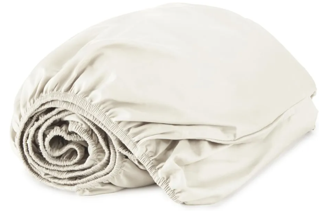 Organic King Fitted Sheet Only Deep Pocket - 100% Organic Cotton Sheets with Soft Breathable 500 Thread Count Sateen Weave GOTS & Fairtrade Certified - Fitted Bed Sheets Only (Natural, King)