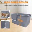 Jumbo Cat Litter Box with High Sides,24.4" L 15.1" W 13.0" H,Extra Large Litter Boxes for Big Cats & Kittens,XL Cat Pan,Indoor Pet Toilet with Tall Sides,Easy to Clean,Anti-Splashing(Grey)