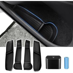 Canvcle Car Door Side Storage Box and Trash Can for 2020-2024 Tesla Model Y (Not for Juniper) Accessories Front Rear Door Insert Tray Organizer Slot Storage Protector with Trash Can 6PCS