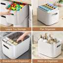 ORGIDOL 8 Pack White Storage Bins with Lids Stackable Storage Container for Organizing, Storage Boxes with Handle for Shelves, Cute Storage Bin for Craft, Snacks, 9.85x6.9x5.7 inch