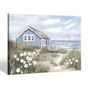 Sea Whisper Rustic Beach Canvas Wall Art: Large Abstract Coastal Pictures Seaside Cottage Prints Seascape Painting Ocean Sailboat Artwork for Bedroom 36"L x 24"W