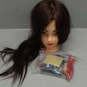 Cosmetology Mannequin Head with Hair, 26"-28" Synthetic Hair Mannequin Head for Braiding, Practice Hair Styling Training Doll Head with Stand (Dark Brown 26-28 inches-TX)