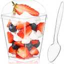 Kucoele 100 Pack 5 oz Dessert Cups with Lids and Spoons, Clear Plastic Parfait Appetizer Cups Dessert Shooters Party Serving Cups for Pudding Fruit Mousse and Yogurt