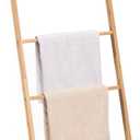 Navaris Bamboo Towel Ladder - Wood Rack for Towels, Clothes, Blankets - Wall Leaning Wooden Rack for Bathroom, Bedroom - 4-Tier Towel Holder Stand