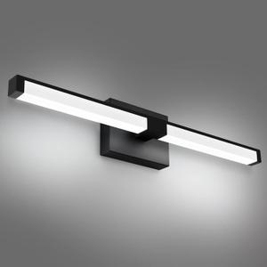 OKELI 24 Inch LED Light Fixture, 16W 6000K Dimmable Black Vanity Lights, Modern Bathroom Lighting Over Mirror - Cool White - Indoor
