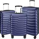 Lightweight Luggage with Spinner Wheels & YKK Zipper, 3-Piece Suitcase ABS+PC Hardside Hard Shell Luggage Sets with TSA Lock for Men, Dark Navy Blue (20+24+28 inch)
