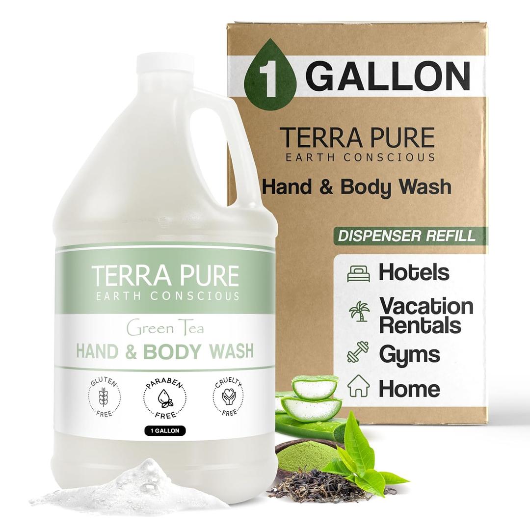 Terra Pure Hotel Body Wash/Hand Soap | One Gallon | Designed to Refill Soap Dispensers (Set of 1) (128 Fl Oz (Pack of 1))