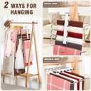 HUITEM 4 Pack 6-Tier Space Saving White Pant Hangers, Anti-Slip, Lightweight, Stainless Steel, Ideal for Closet Organization, Free Installation