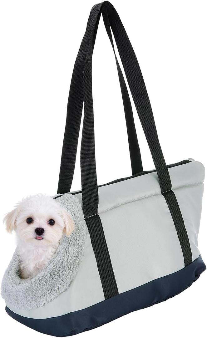 Dog Purse Carrier with Crossbody Strap & Fleece Lining, Breathable Little Dog Sling Carrier, (19.7" x 7.9" x 10.6", Dark Blue), Intended for Hiking/Camping/Traveling