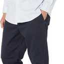 Amazon Essentials Men's Regular Fit Long Sleeve Wrinkle Resistant Stretch Dress Shirt (Blue White Pinstripe)