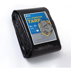 GUARD SHIELD Tarps Heavy Duty Waterproof 20x20 Feet Black Poly Tarp Cover Square Outdoor Thick UV Resistant Tarpaulin with Grommets 10mil