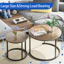aboxoo Coffee Table Nesting Side Round Table Set of 2 End Table with Sturdy Metal Frame for Living Room Bedroom Apartment Modern Industrial Simple Nightstand,Oak, Large: 23.6" x 17.7", Small: 15.7" x 15.7"
