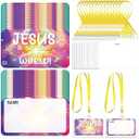 Kosiz 50 Pack Vbs Name Tag Kit with Lanyard 2026 Kids Vbs Craft Supplies Sunday School Christian Gifts Bulk Church Bible Verse Name Tag Crafts for Church Summer Camp(Illumination)