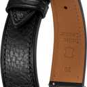 Getalia Italian leather Watch Band Tuscany Natural Vegetable-Tanned Full Grain Genuine Leather,18mm 19mm 20mm 21mm 22mm Quick Release Replacement Watch Straps for Men and Women Thin and Soft (Black / Silver Buckle)