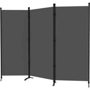 Room Divider 3-Panel Privacy Screen, Portable Screen Steel Frame with Hook&Loop for Home, Office, Classroom, Studio, Meeting (Grey)