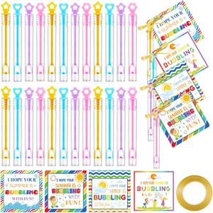 Yexiya 36 Pcs End of The Year Student Gifts Mini Bubble Wands with Summer Gift Tags, Kindergarten School Graduation Gifts Bulk for Graduation Party Favors Outdoor Summer Parties