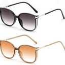 FEISEDY 2 Pack Stylish Reader Sunglasses for Women Fashion Lightweight UV400 Protection Full Lens Reading Glasses B0321